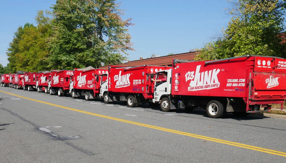 a line of trucks on the streets of manassas virginia