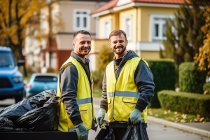 Cheerful Workers Collecting Junk and Recycling Materials
