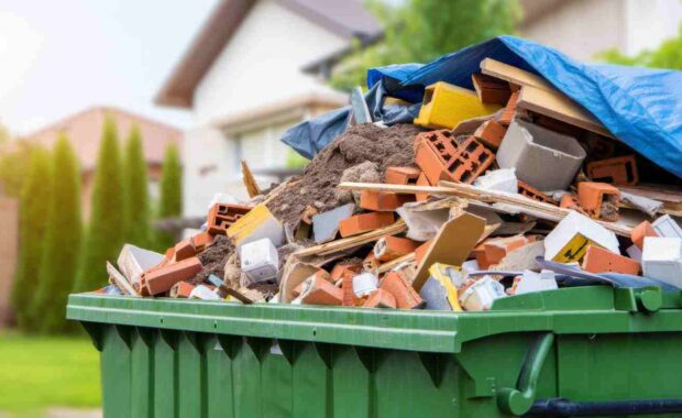 Waste Debris in Dumpster After Home Renovation