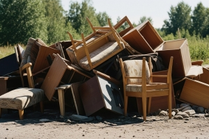 Large Pile of Discarded Furniture for Recycling