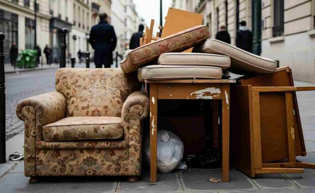 Old Furniture on A Street Sidewalk