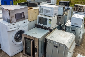 Old Kitchen Appliances Gathered for Junk Removal Truck