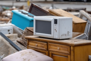 Pile of Old Home Items and Kitchen Appliances for Recycling