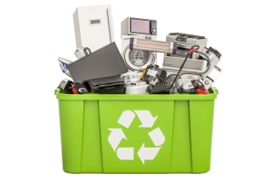 Recycling Trashcan with Household Electronics and Appliances