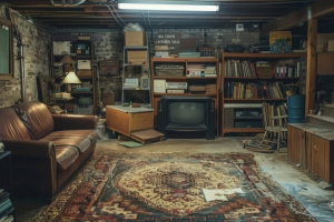 Basement Filled with Heavy Vintage Furniture and Appliances