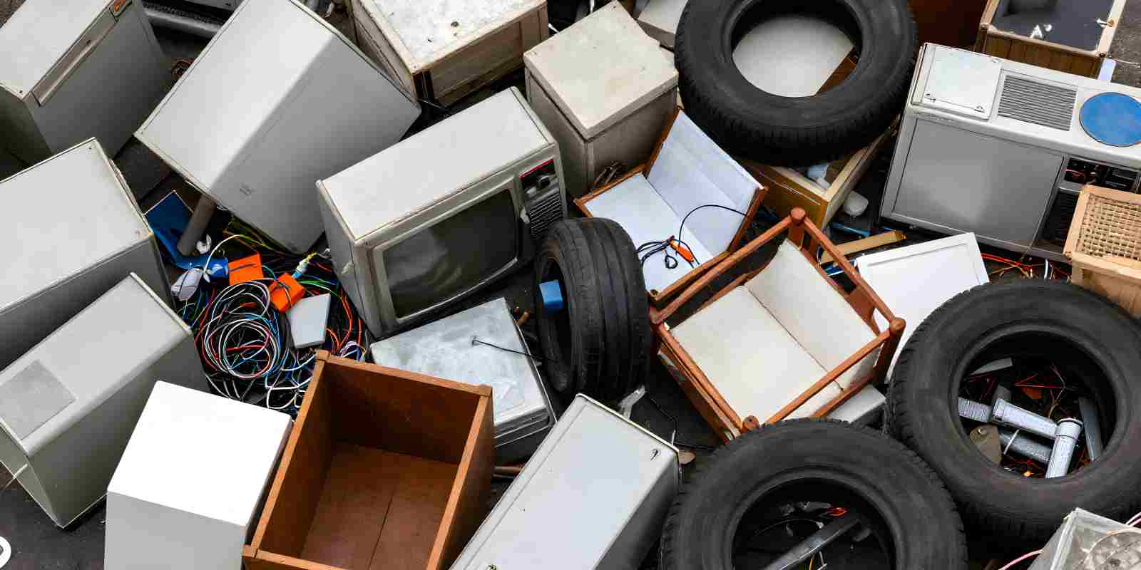 Pile of Discarded Itmes and Tires for Junk Removal